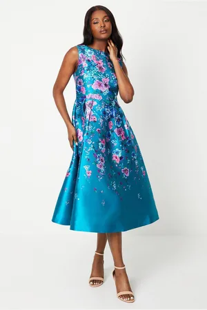 Coast Floral Printed Twill Midi Dress With Pockets