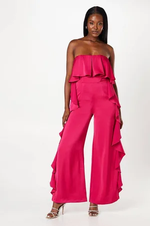 Coast Satin Bandeau Jumpsuit With Ruffle