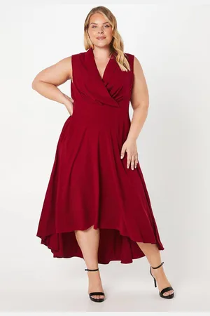 Coast Plus Collared Wrap Bodice Drape Crepe Midi Wedding Guest Dress
