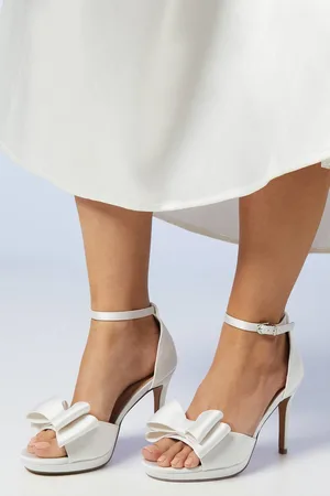 Coast Tala Bridal Satin Structured Bow High Heel Platform Sandals