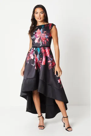 Coast Printed Satin Twill High Low Dress