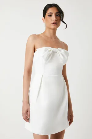 Coast Structured Satin Bandeau Bow Mini Bridal Dress
