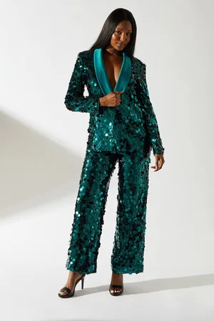 Coast Party Disc Sequin Satin Trim Trouser