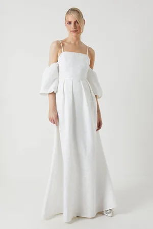 Coast Detachable Puff Sleeves Bandeau Wedding Dress