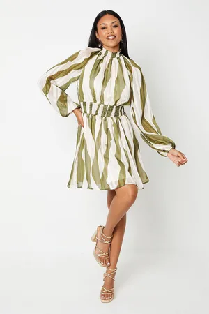 Coast Printed High Neck Blouson Sleeve Mini Dress