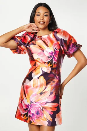 Coast Printed Puff Sleeve Twill Mini Dress