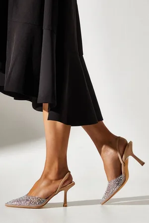 Coast Tilly Diamante And Pearl Sling Back Pointed Court Shoes