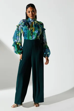Coast Printed Chiffon Mix Fabric Jumpsuit