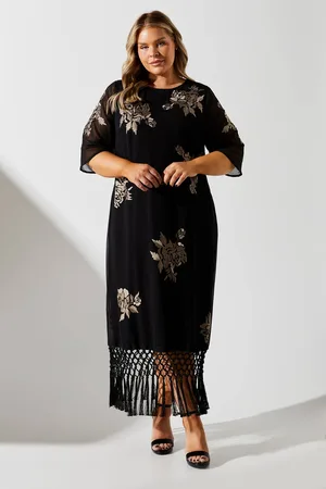 Coast Plus Fringe Hem Embellished Shift Dress