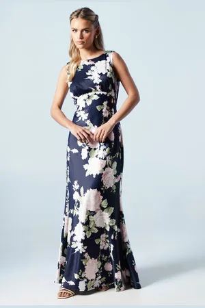 Coast Petite Dahlia Floral Printed Cowl Back Bridesmaids Dress