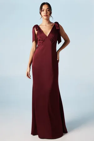 Coast Honoured Satin Back Crepe V Neck Tie Shoulder Maxi Bridesmaid Dress