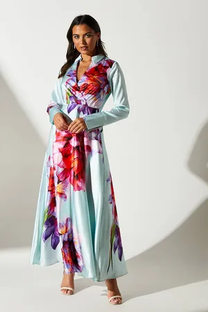 Coast Placement Print Wrap Front Gown