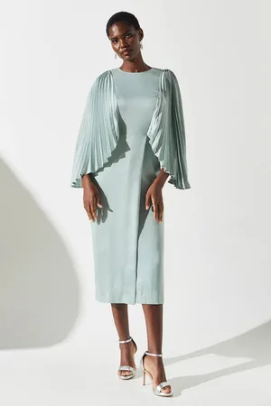 Coast Pleated Sleeve Satin Gown