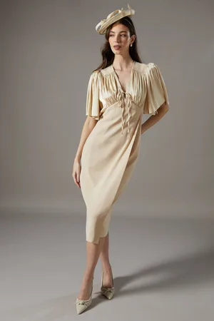 Coast Satin Tie Front Tea Dress