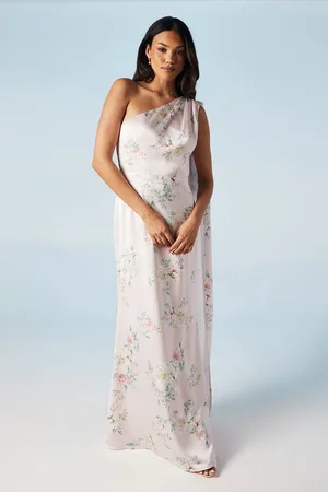 Coast Spring Posy Printed Satin Drape Shoulder Bridesmaids Dress