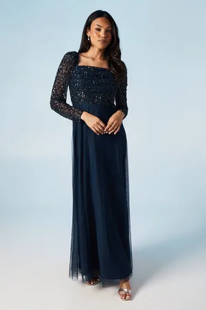 Coast Sequin Long Sleeve Corset Tulle Bridesmaids Dress