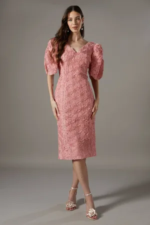 Coast Floral Pleated Sleeve Pencil Dress