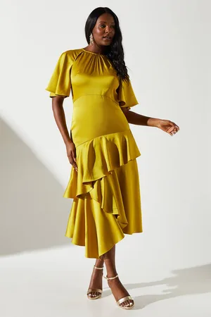 Coast Cut Out Sleeve Satin Midi Dress