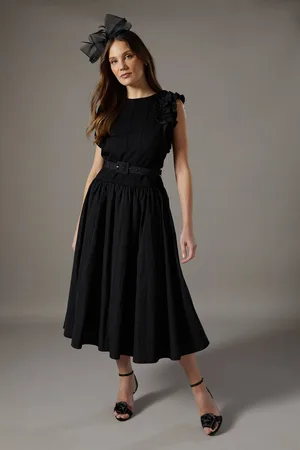 Coast Taffeta Ruffle Belted Dress