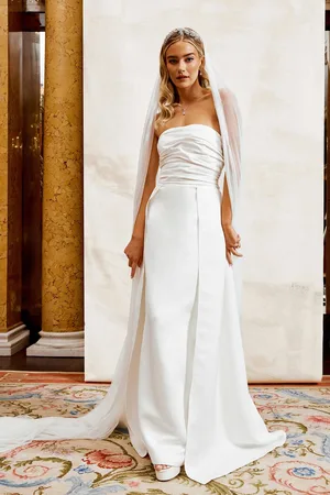 Coast Bandeau Structured Column Wedding Dress with Overskirt