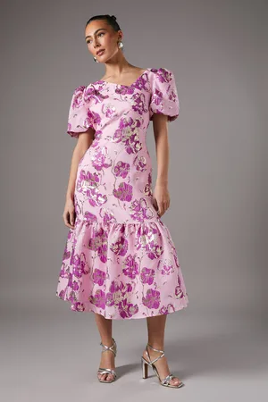 Coast Metallic Floral Jacquard Dress