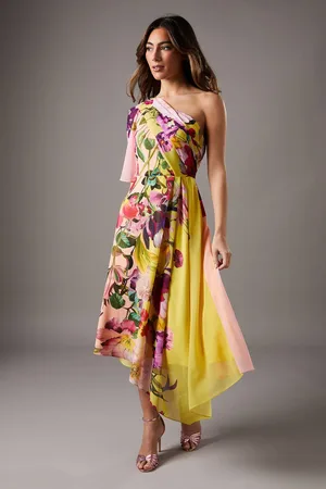 Coast One Shoulder Printed Chiffon Dress