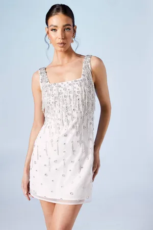 Coast Ditsy Floral Bead And Fringe Bridal Mini Dress