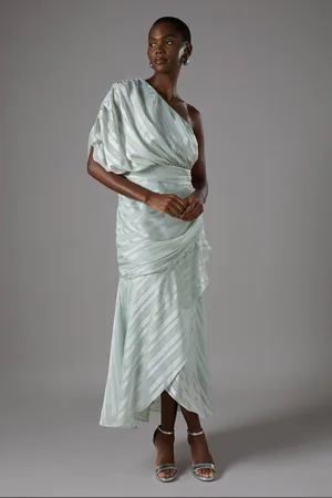 Coast Jacquard Tiered One Shoulder Midi Dress