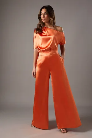 Coast One Shoulder Satin Jumpsuit