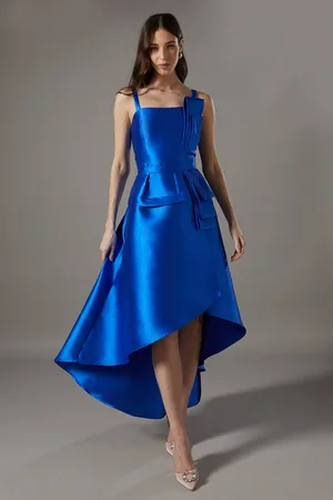Coast Satin Twill Ruffle Detail Midi Dress