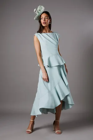 Coast Ruffle Peplum Crepe Dress - Mint