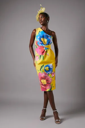 Coast One Shoulder Floral Pencil Dress