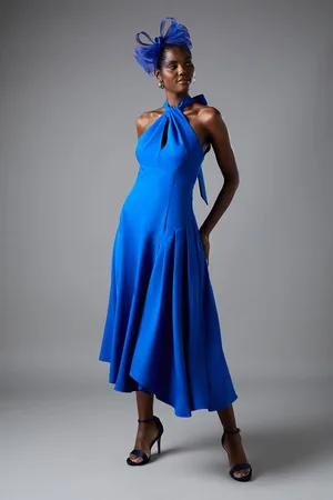 Coast Cross Neck Pleated Midi Dress
