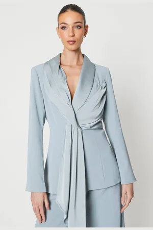 Coast Satin Detail Drape Front Blazer