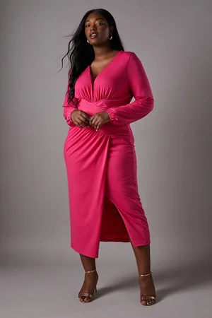 Coast Plus Jersey Tie Wrap Front Long Sleeve Dress