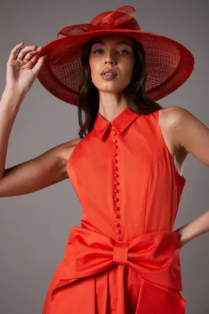 Coast Lisa Tan Wide Brim Bow Hat