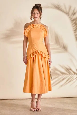 Coast Strappy Frill Midi Holiday Dress