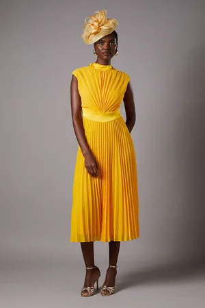 Coast Sleeveless Pleated High Neck Midi Dress