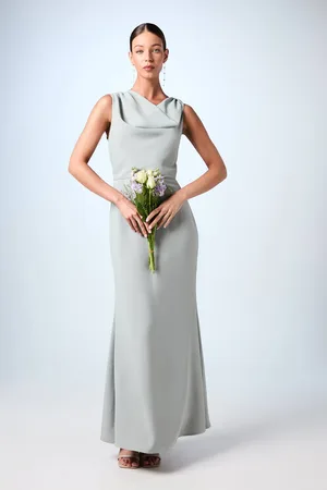 Coast Twist Detail Cowl Neck Satin Bridesmaids Dress
