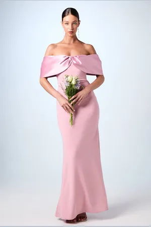 Coast Satin Sleeve Scuba Maxi Bridesmaids Dress