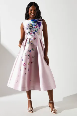 Coast Placement Print Twill Midi Dress