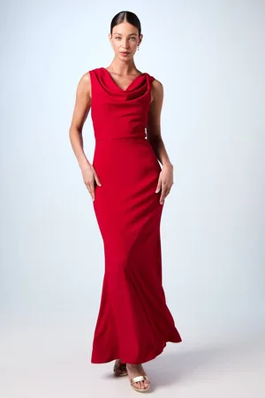 Coast Twist Detail Cowl Neck Satin Maxi Dress