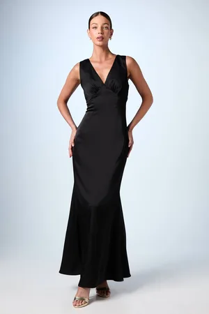 Coast Bow Back V Neck Satin Bridesmaid Dress
