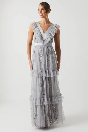 Coast Tiered Mesh Bridesmaid Dress With Embellishment