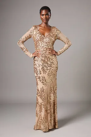 Coast Long Sleeve Floral Sequin Maxi Dress