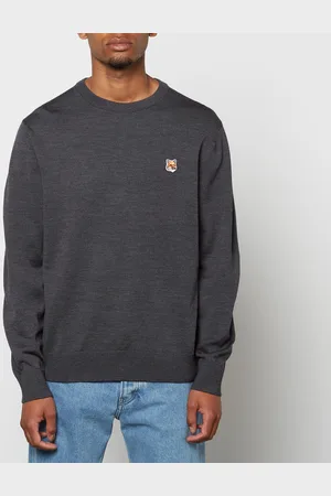 Maison Kitsuné Unisex Fox Head Patch Regular Jumper - Anthracite Melange - S