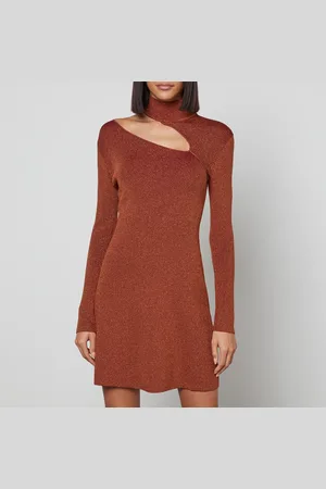 Cult Gaia Jet Glittered Ribbed-Knit Mini Dress - XS