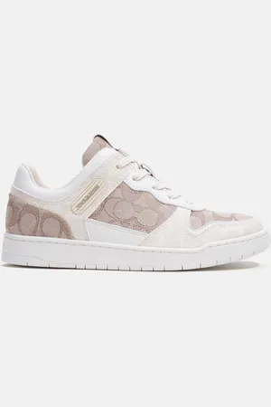 Coach C201 Basket Logo-Jacquard and Leather Trainers - UK 7