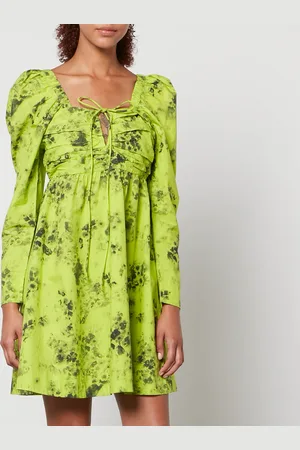 Ganni Floral-Print Organic-Cotton Mini Dress - EU 36/UK 8