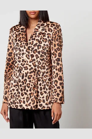 Crās Samy Leopard-Print Satin Blazer - EU 34/UK 8
